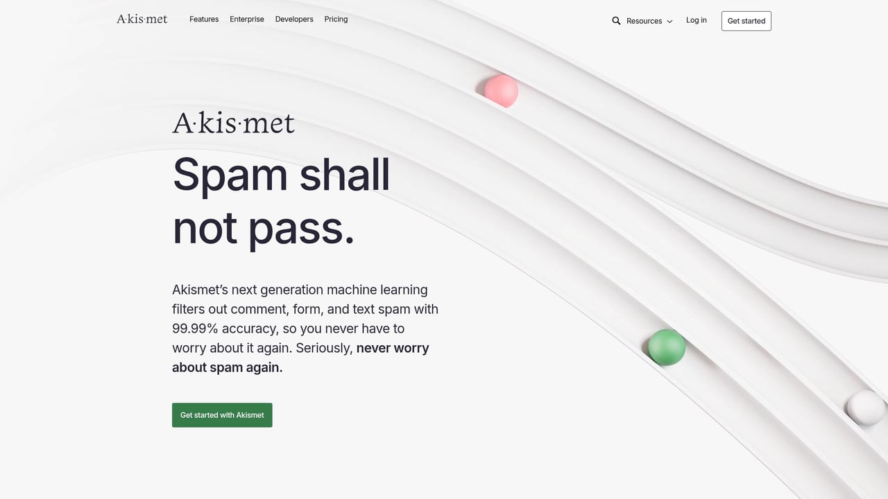 Screenshot of Akismet website