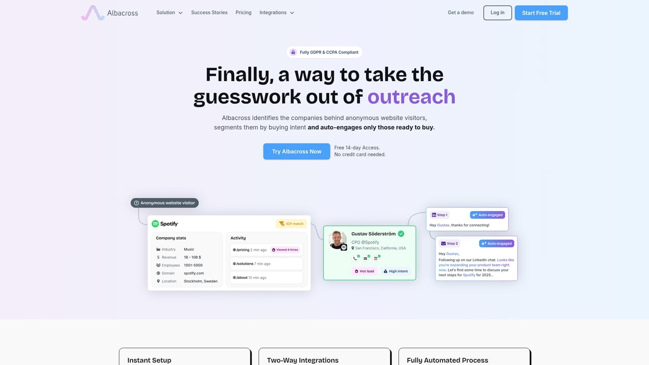 Screenshot of Albacross website