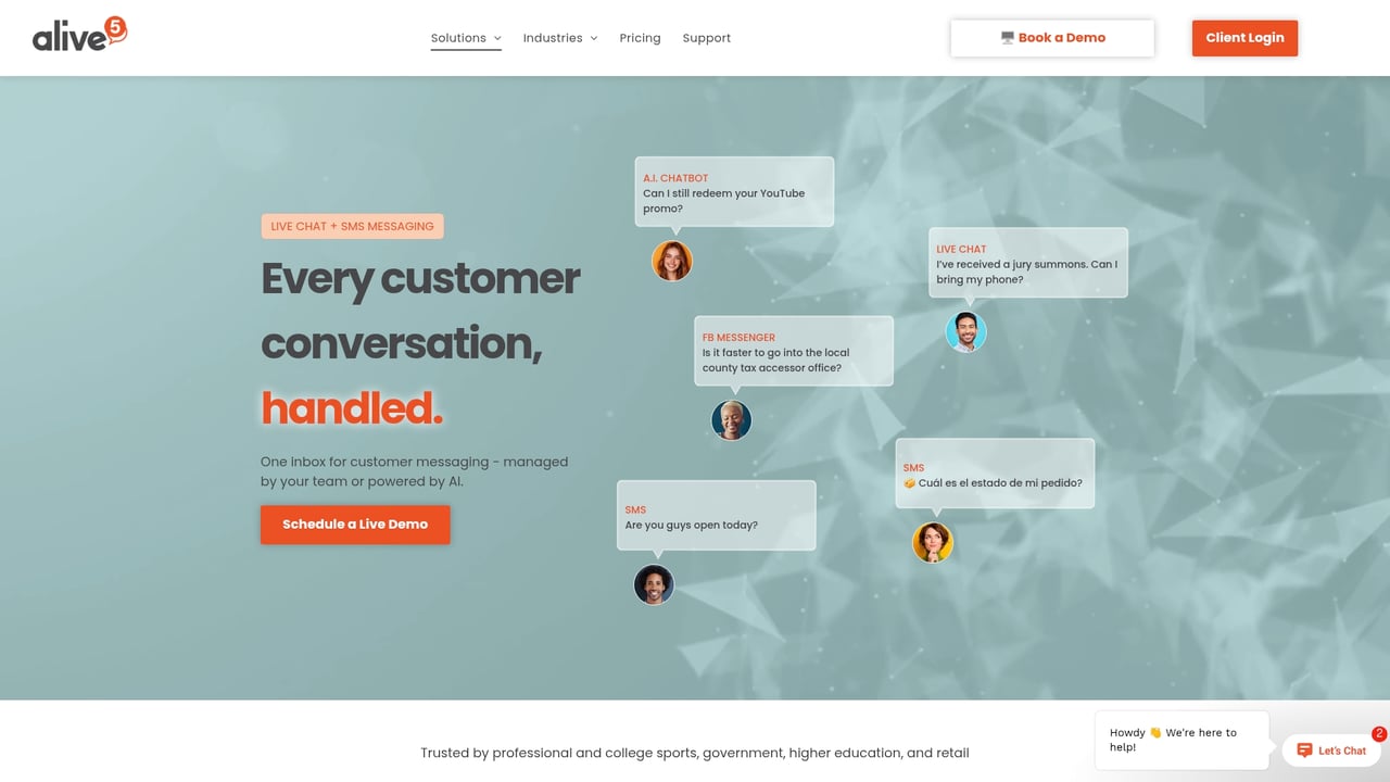 Screenshot of Alive5 website