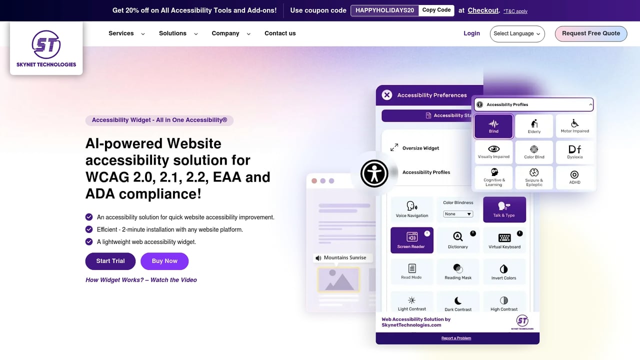 Screenshot of All in One Accessibility website