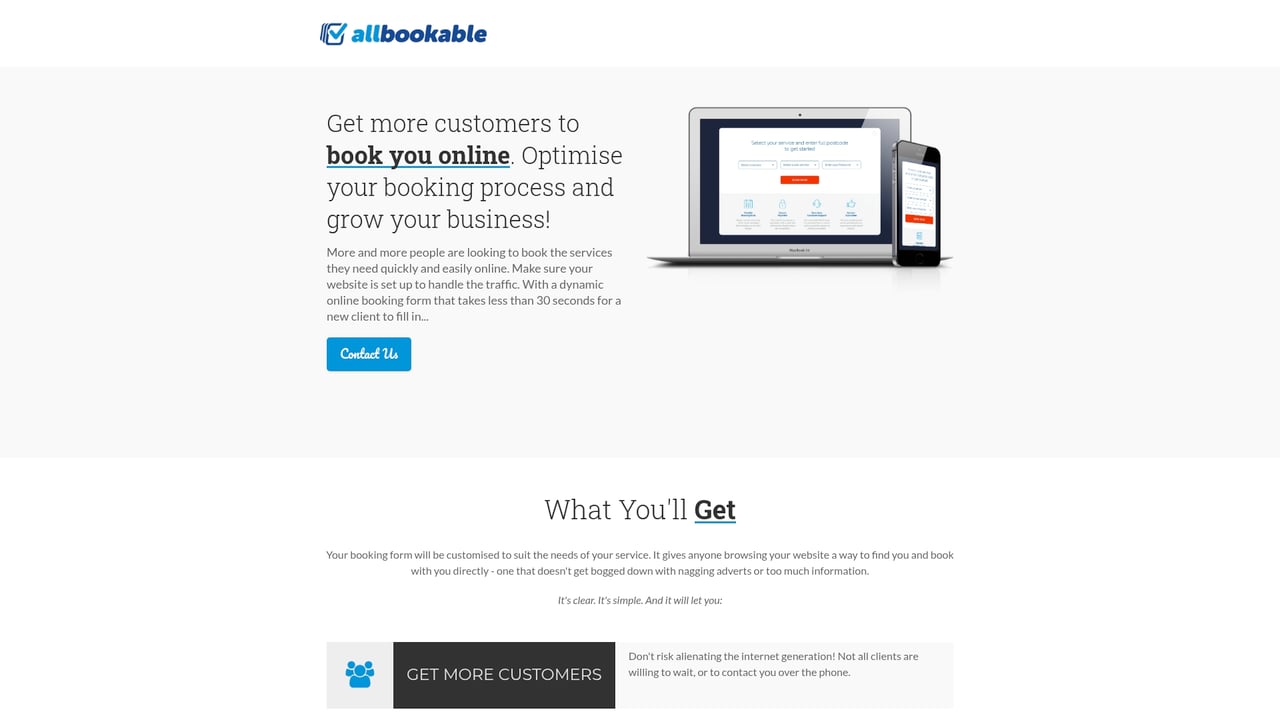 Screenshot of Allbookable website