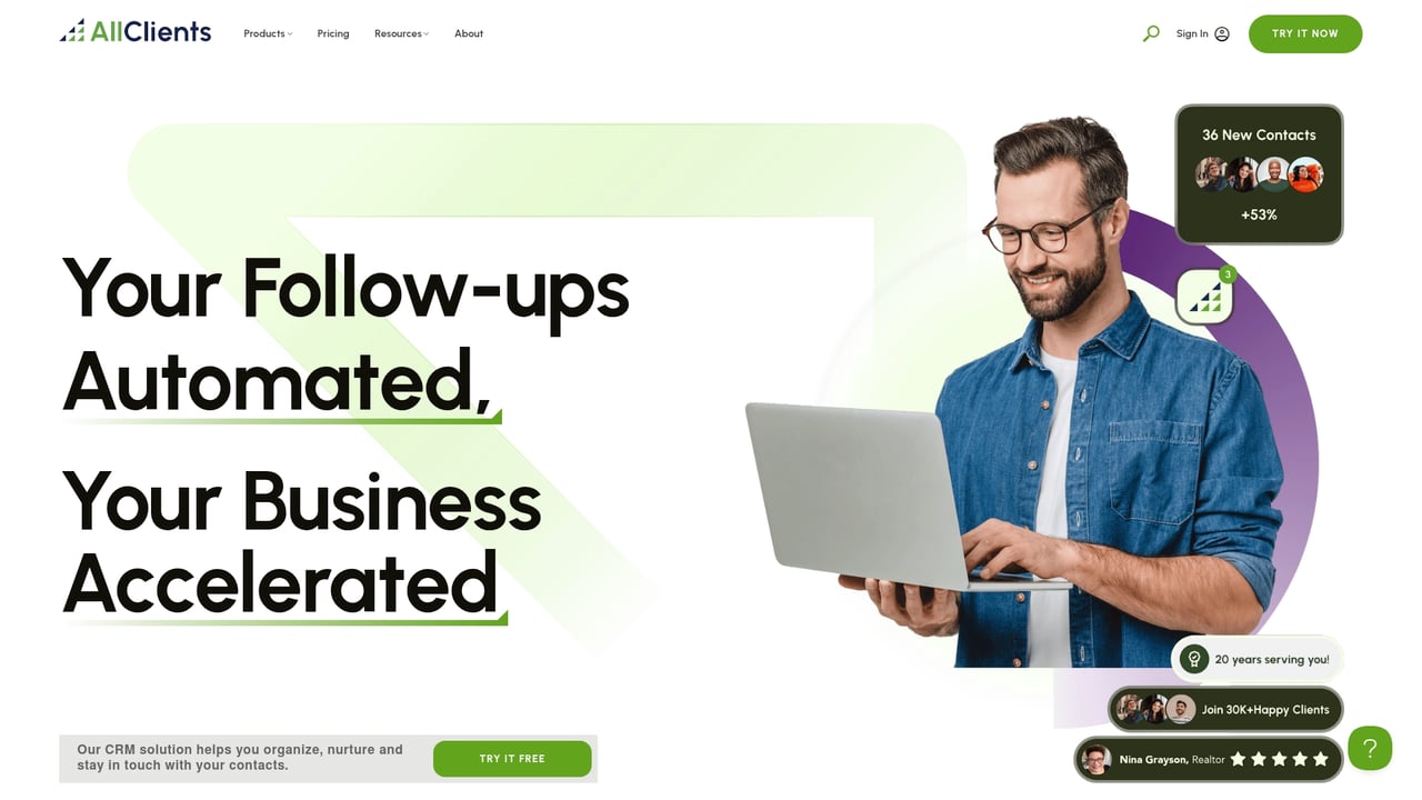 Screenshot of AllClients website
