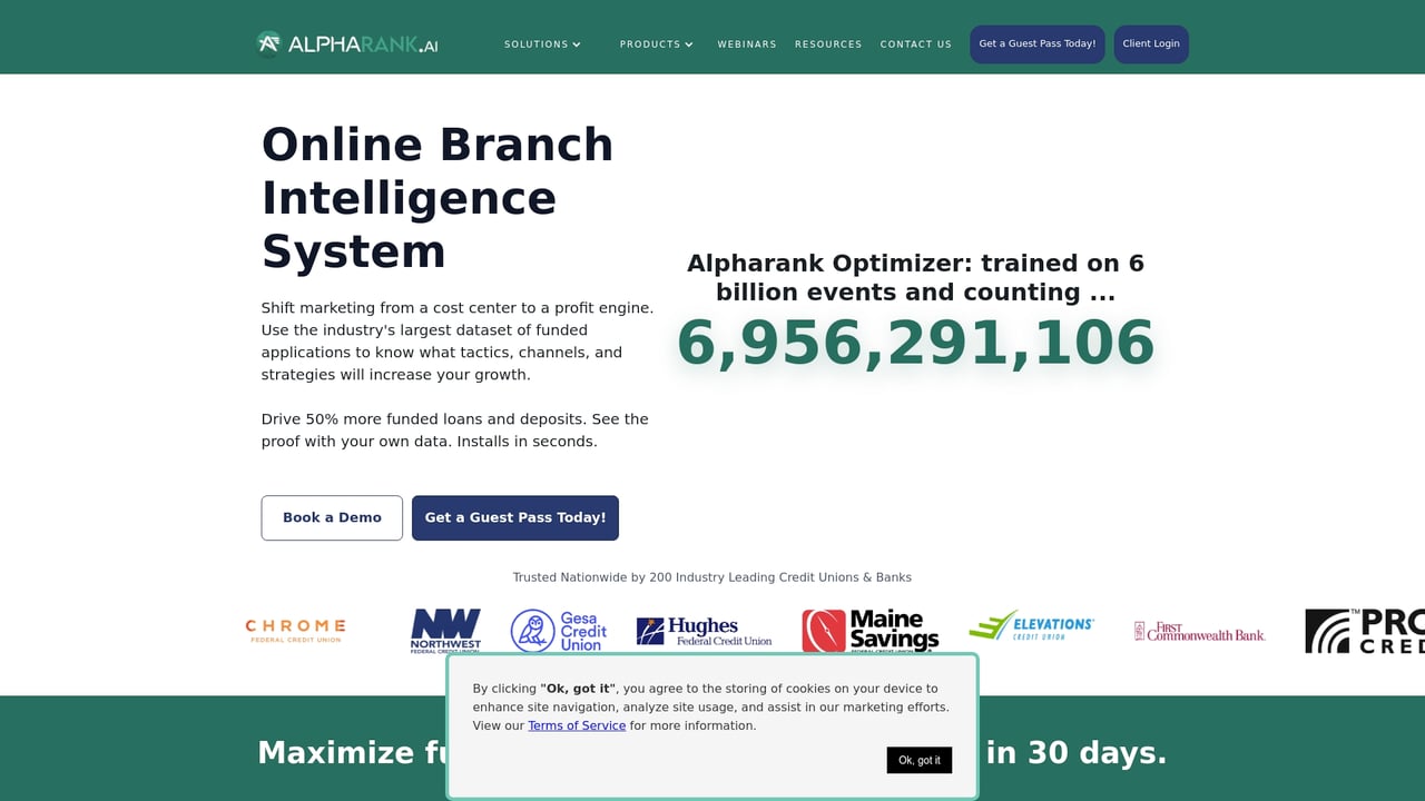 Screenshot of Alpharank website