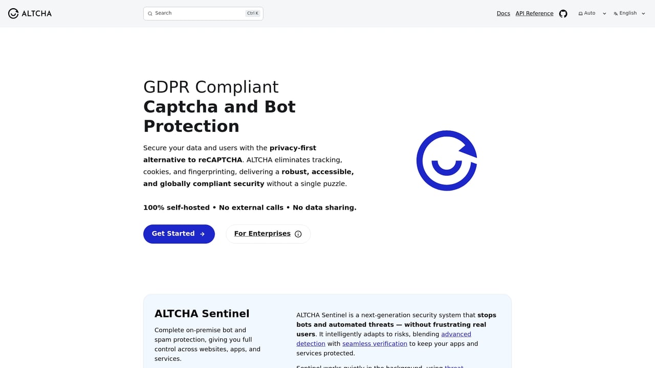Screenshot of Altcha website