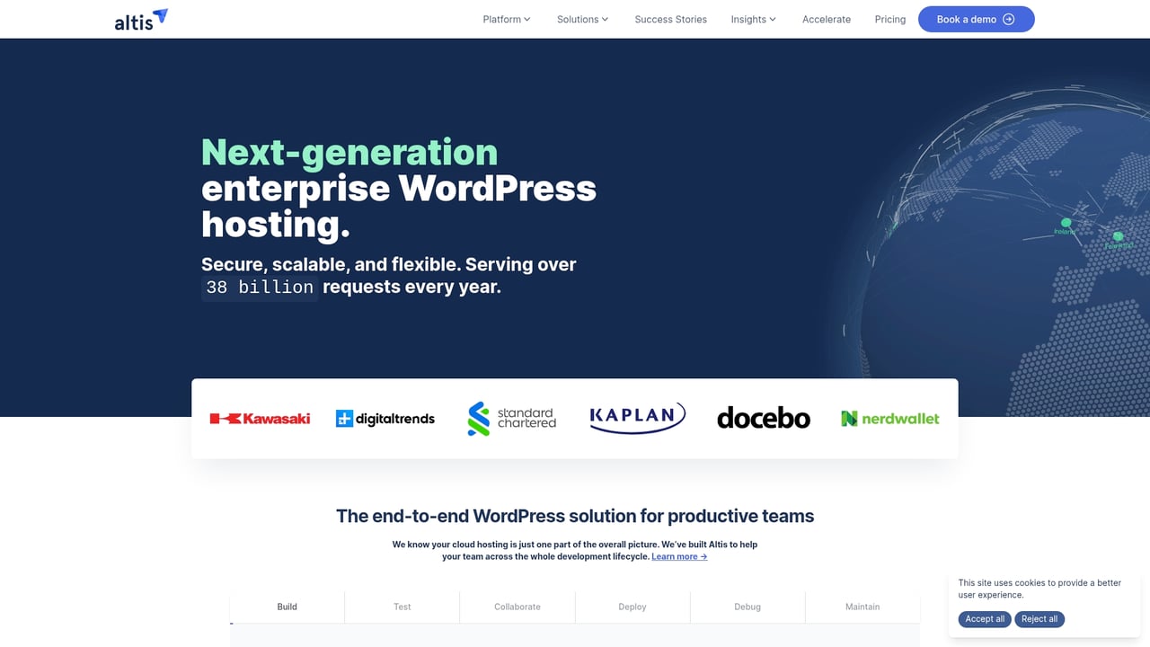 Screenshot of Altis website