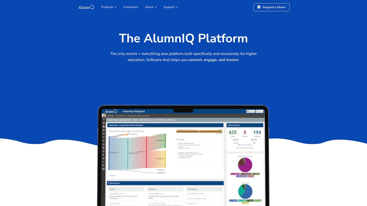 Screenshot of AlumnIQ website