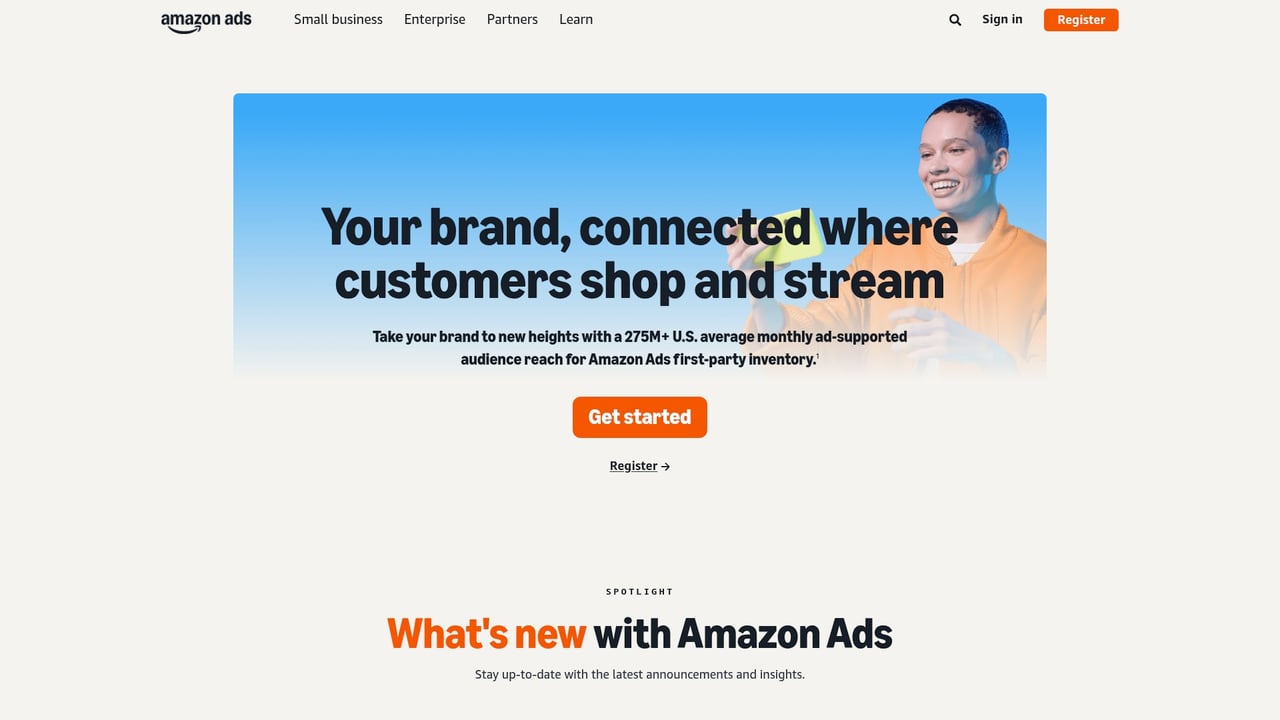 Screenshot of Amazon Advertising website