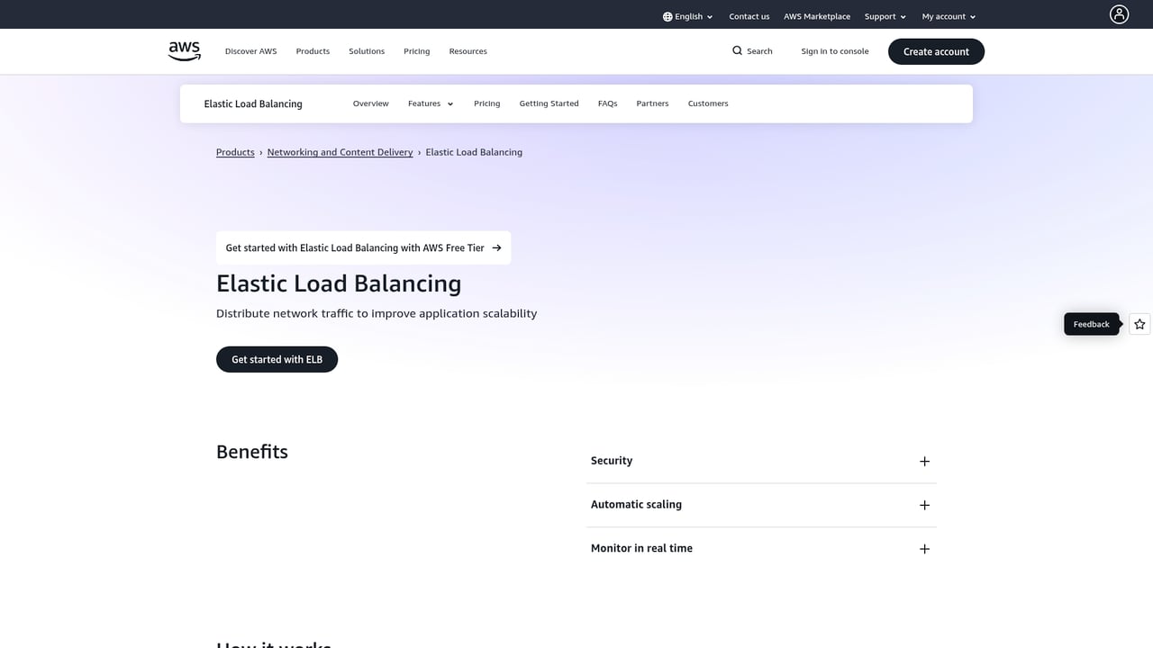 Screenshot of Amazon ALB website