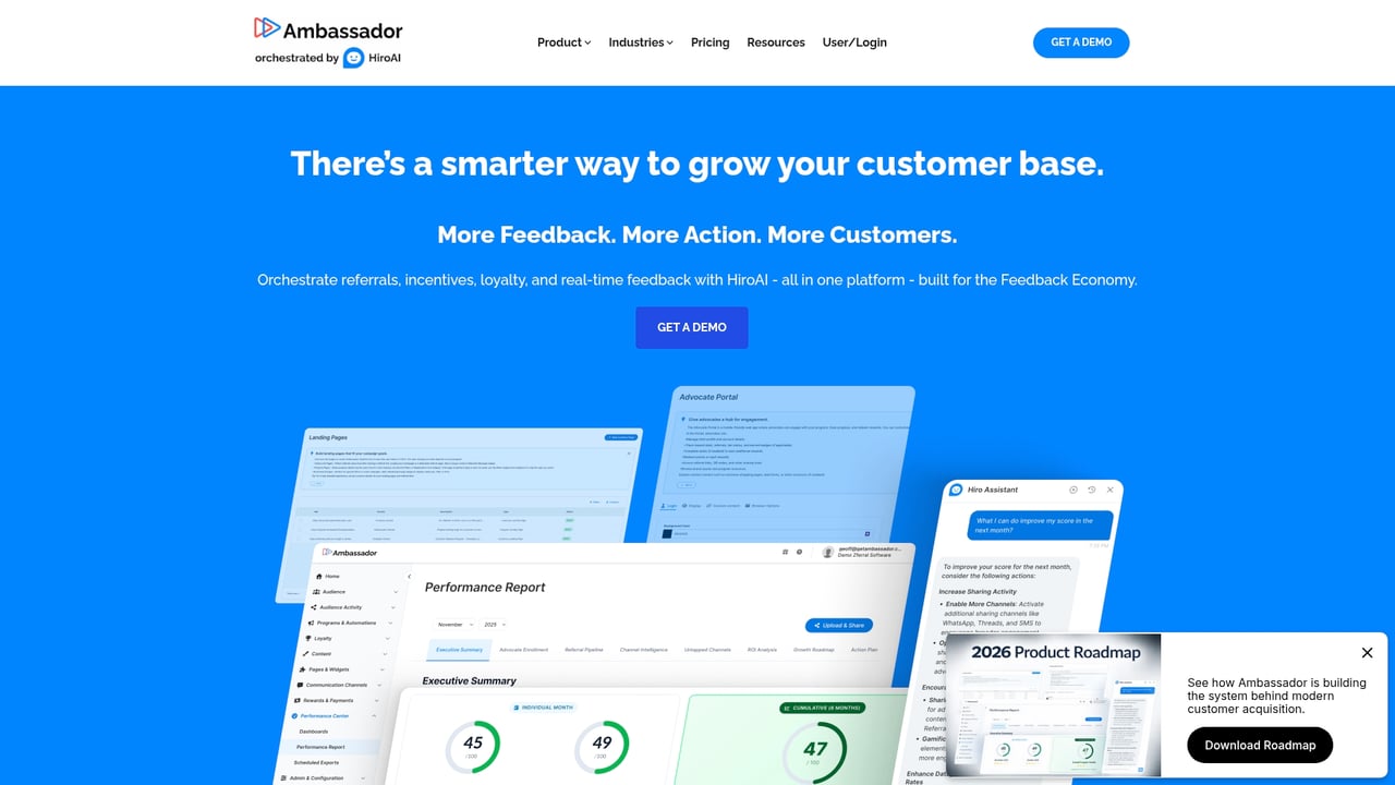 Screenshot of Ambassador website