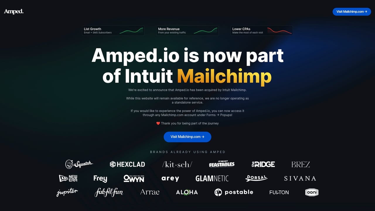 Screenshot of Amped website