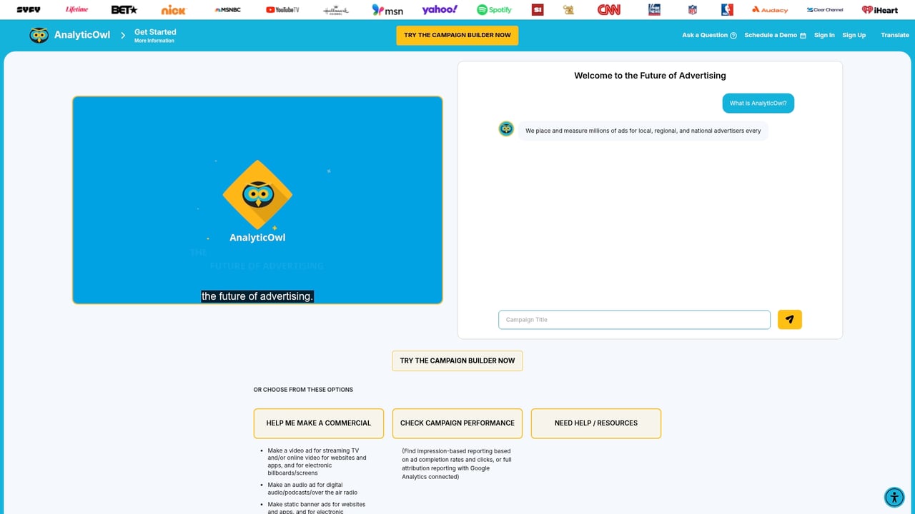 Screenshot of AnalyticOwl website