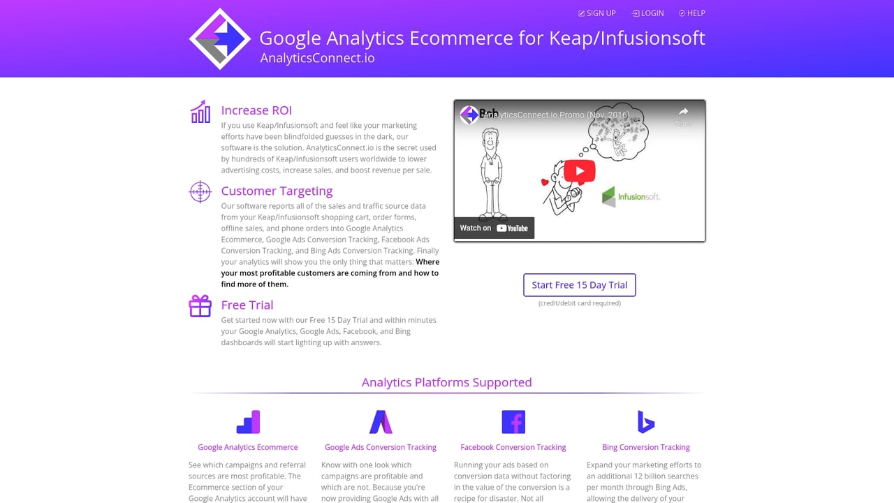 Screenshot of AnalyticsConnect website