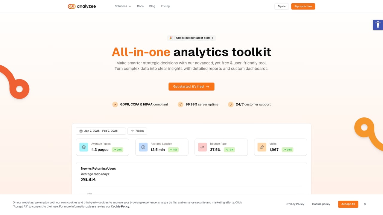 Screenshot of Analyzee website