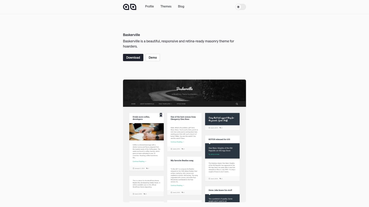 Screenshot of AndersNoren Baskerville website