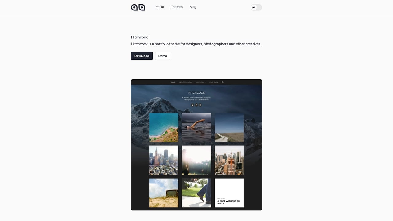 Screenshot of AndersNoren Hitchcock website