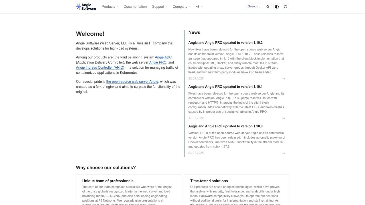 Screenshot of Angie website