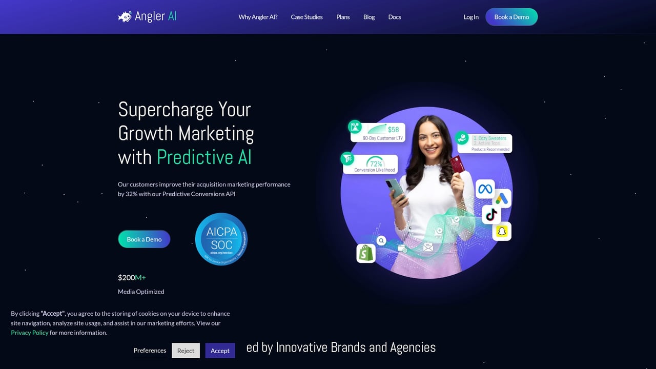 Screenshot of Angler AI website