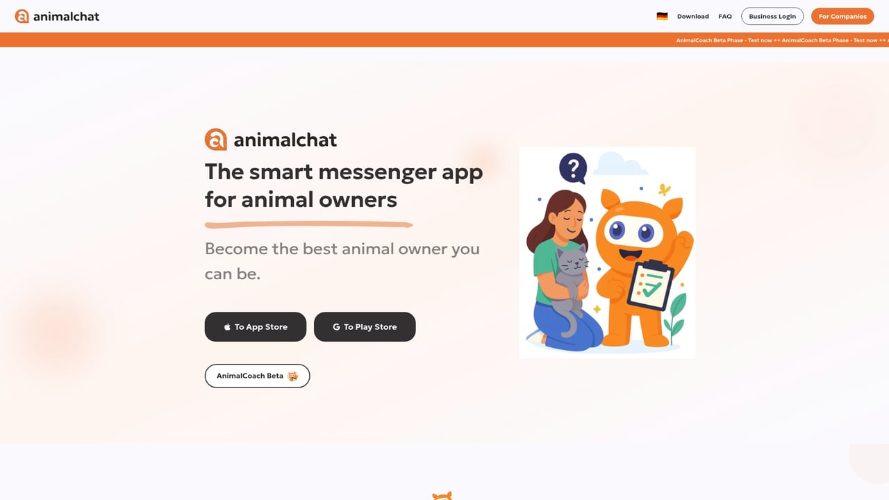 Screenshot of AnimalChat website