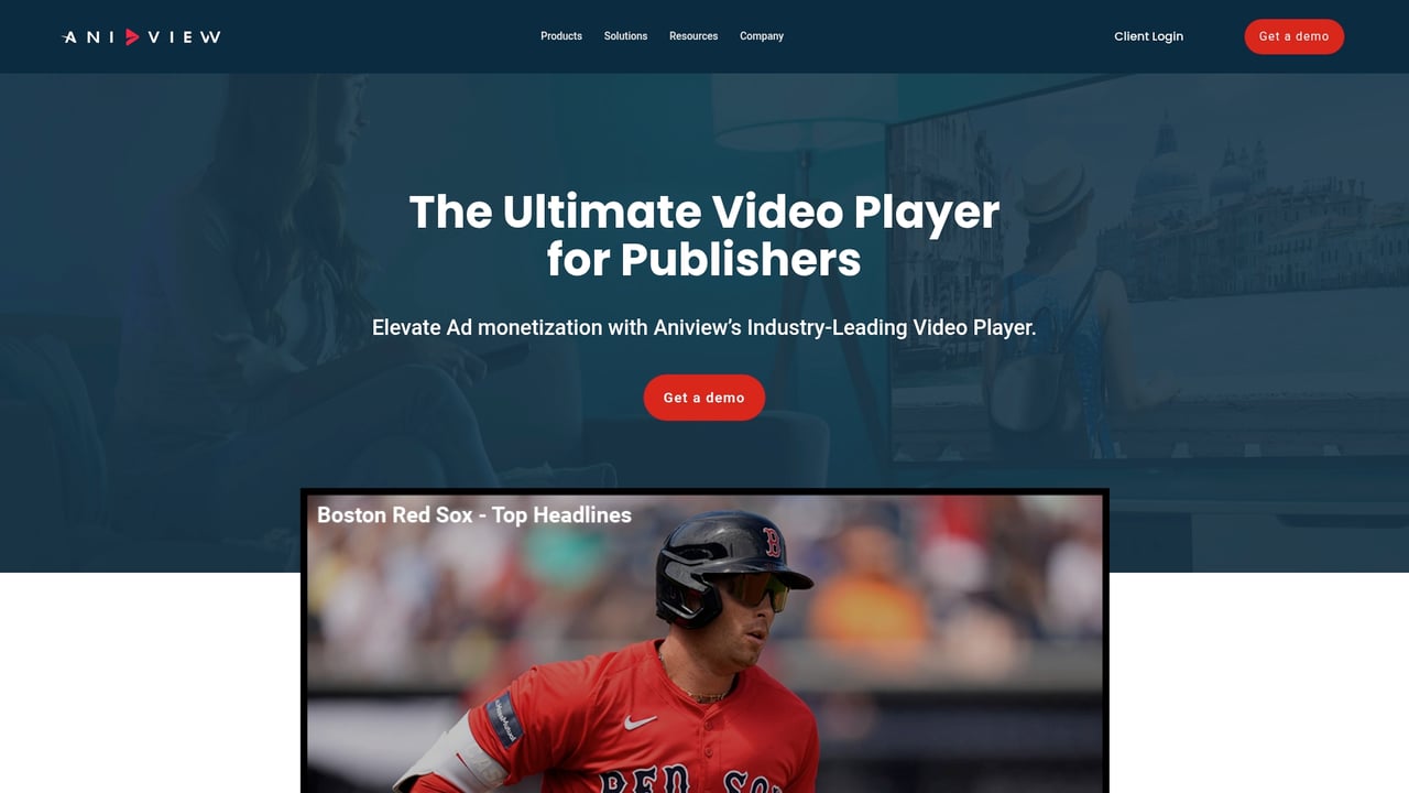 Screenshot of Aniview Video Ad Player website