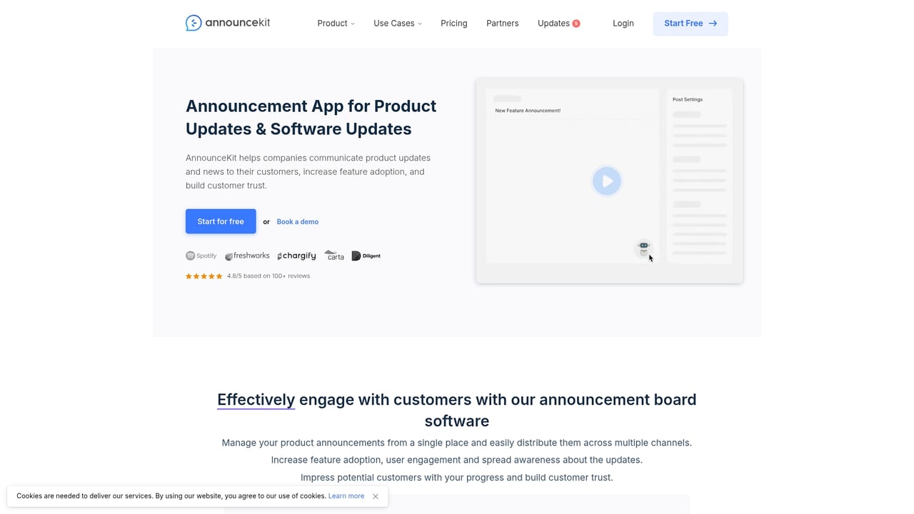 Screenshot of AnnounceKit website