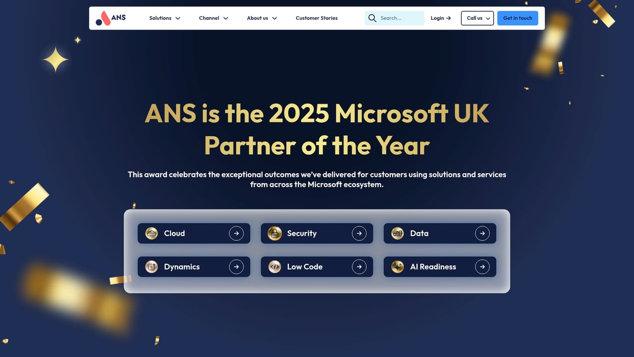 Screenshot of ANS website