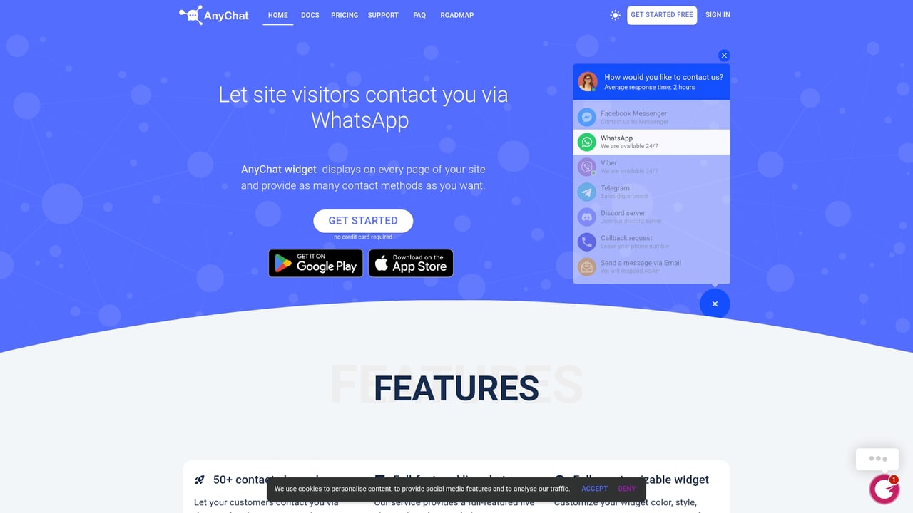 Screenshot of AnyChat website