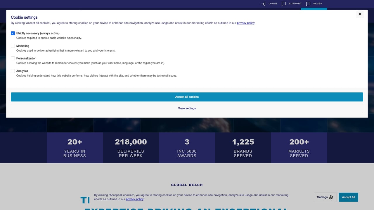 Screenshot of APC website