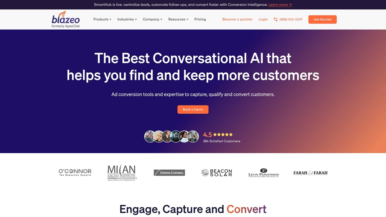 Screenshot of ApexChat website