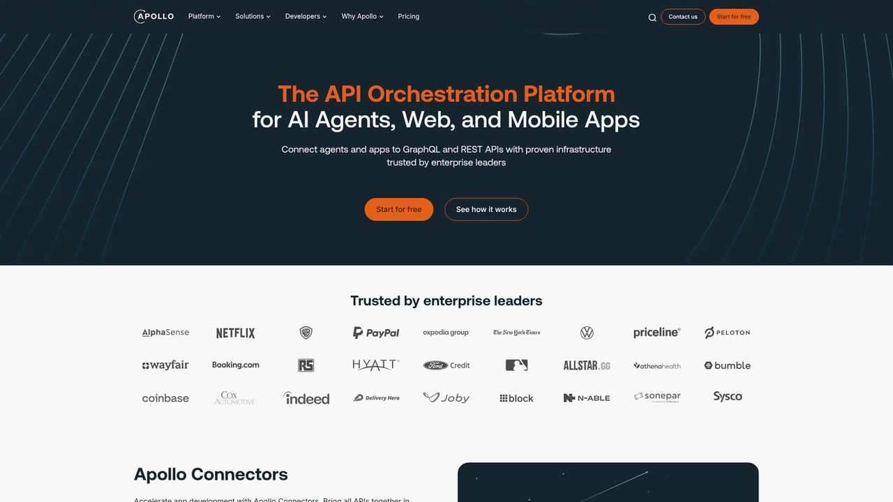Screenshot of Apollo website