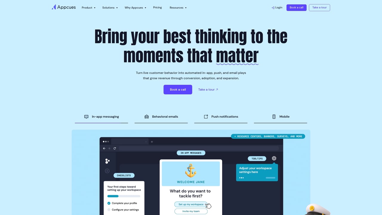 Screenshot of Appcues website