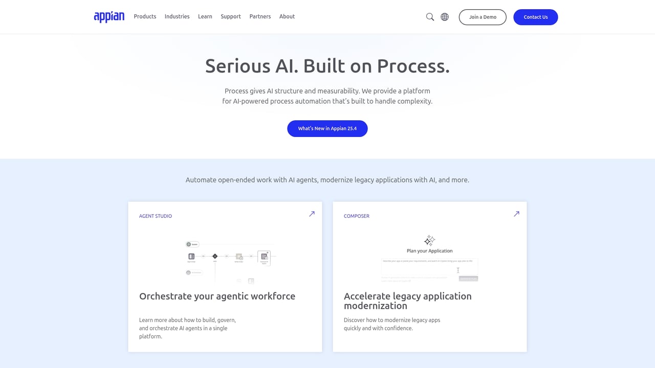 Screenshot of Appian website