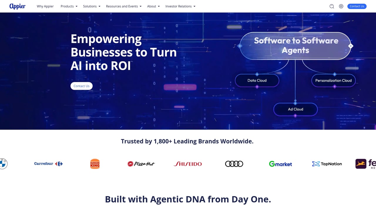 Screenshot of Appier website