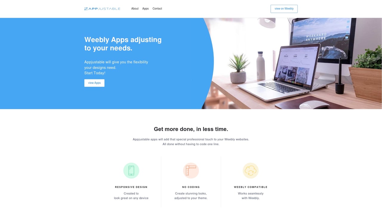 Screenshot of Appjustable website