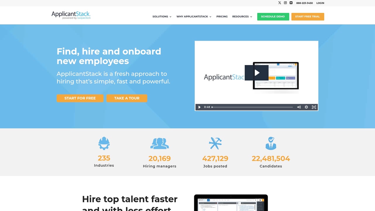 Screenshot of ApplicantStack website