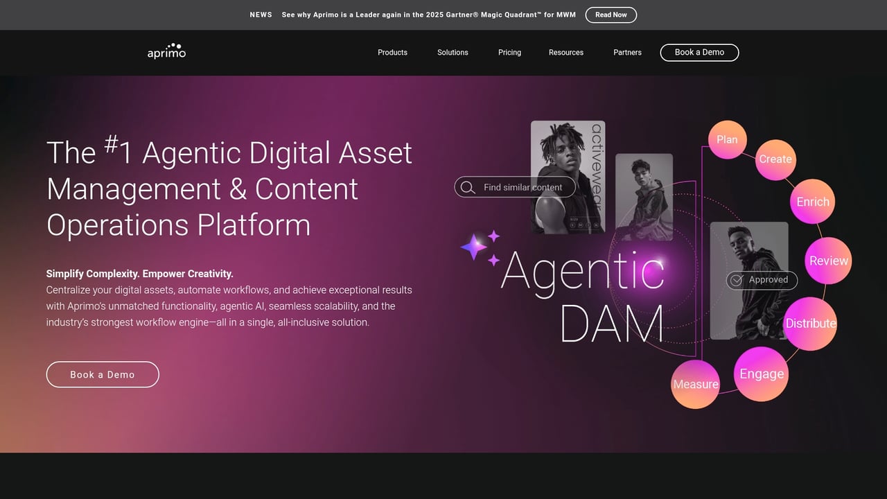 Screenshot of Aprimo website