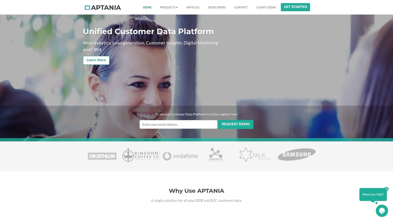 Screenshot of Aptania website