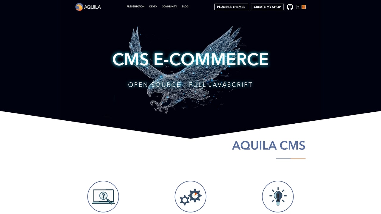 Screenshot of AquilaCMS website