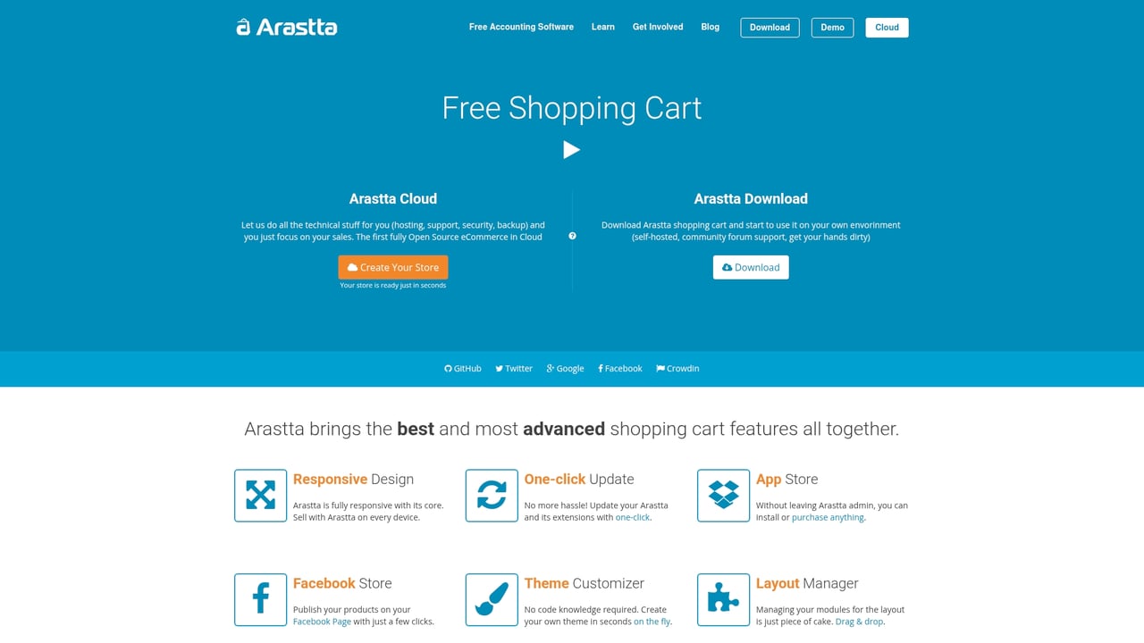 Screenshot of Arastta website