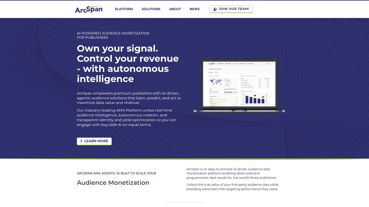 Screenshot of ArcSpan website