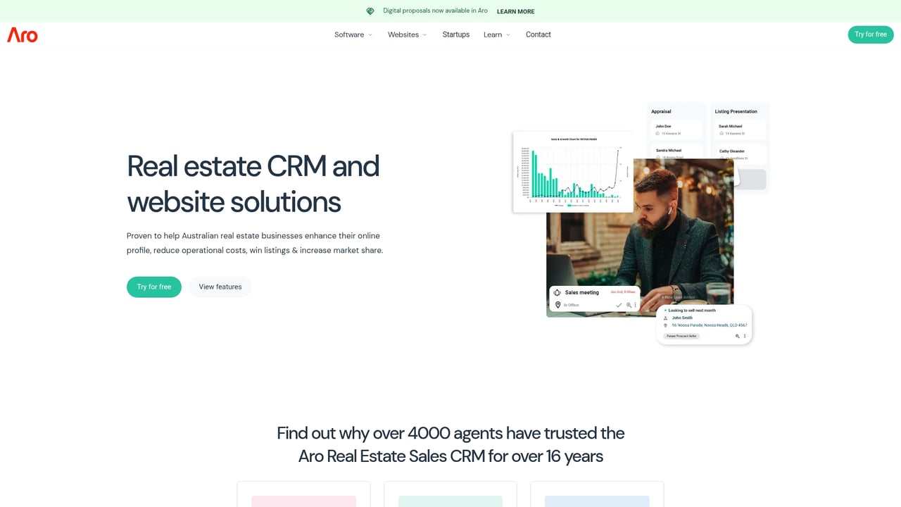 Screenshot of AroSoftware website