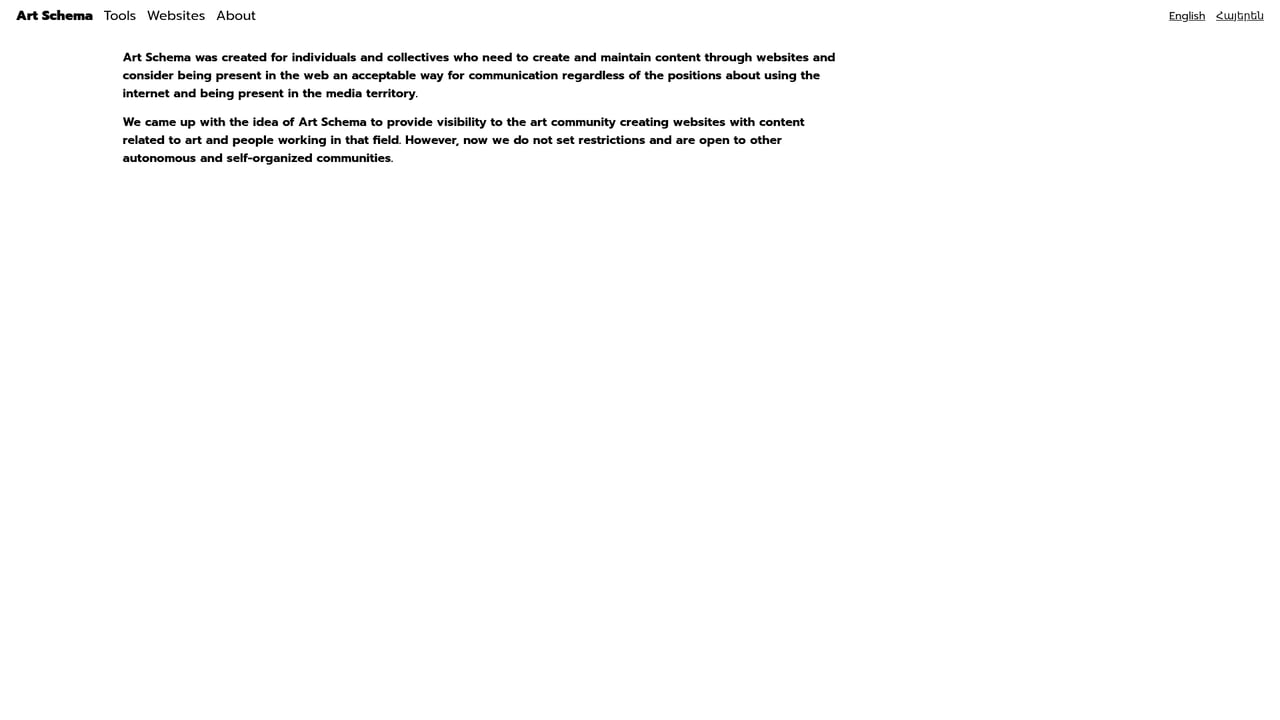 Screenshot of Art Schema website