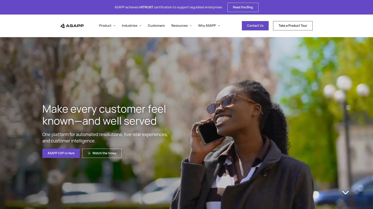 Screenshot of Asapp website