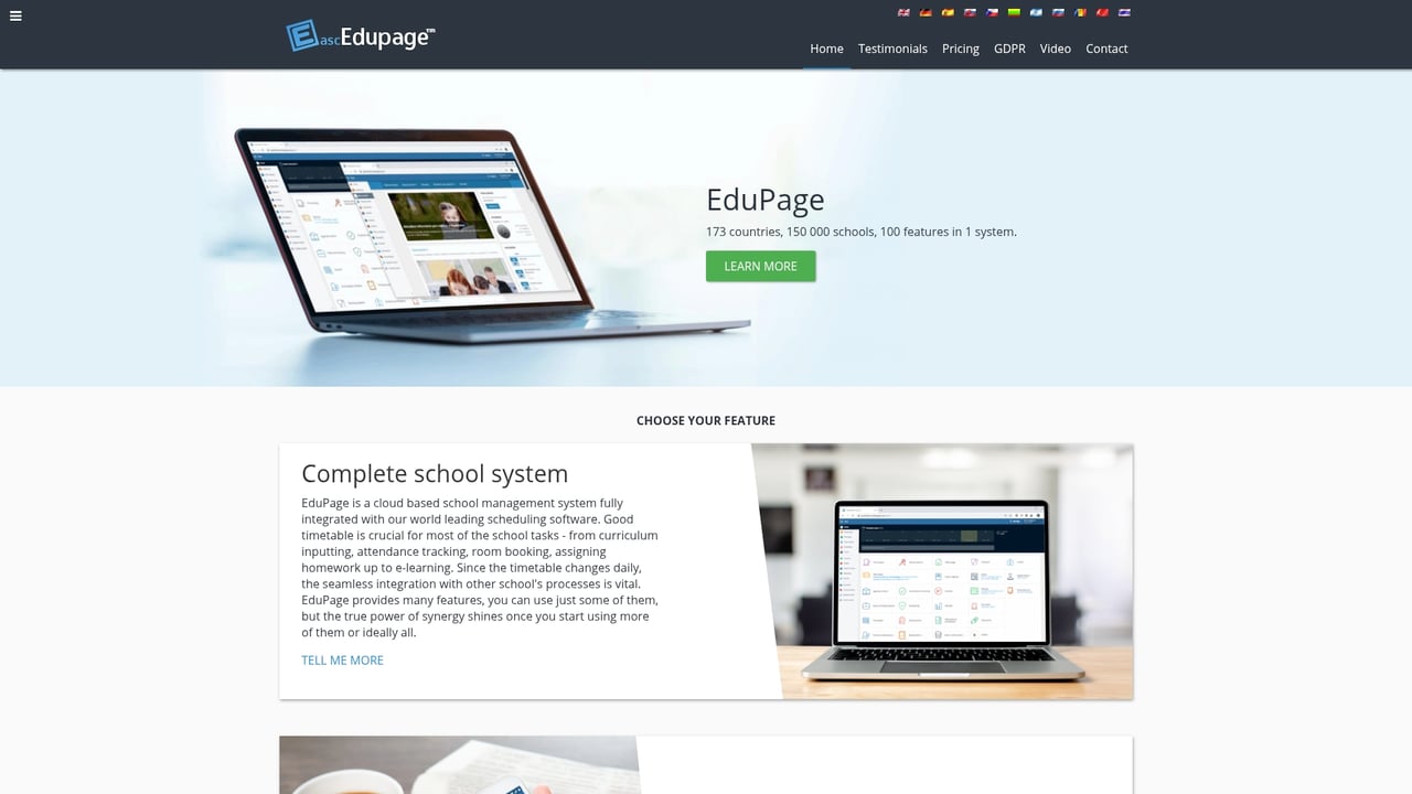 Screenshot of aSc EduPage website