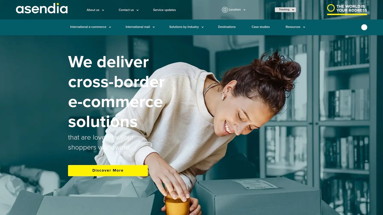 Screenshot of Asendia website