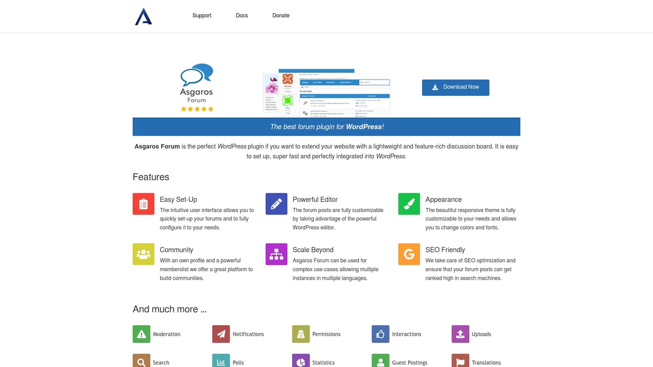 Screenshot of Asgaros Forum website