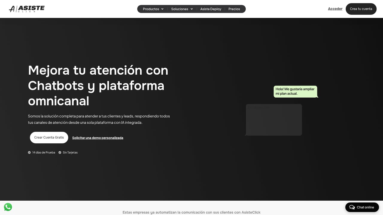 Screenshot of AsisteClick website