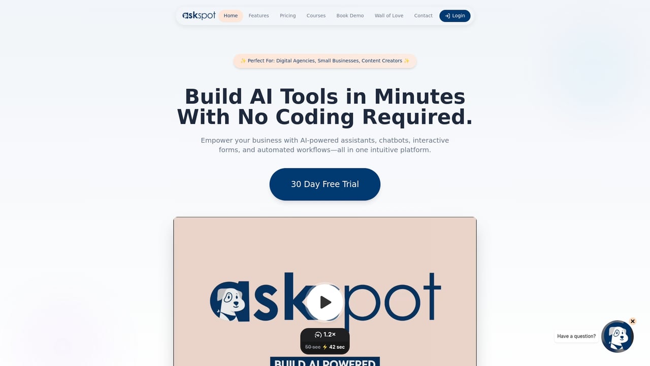 Screenshot of AskSpot website
