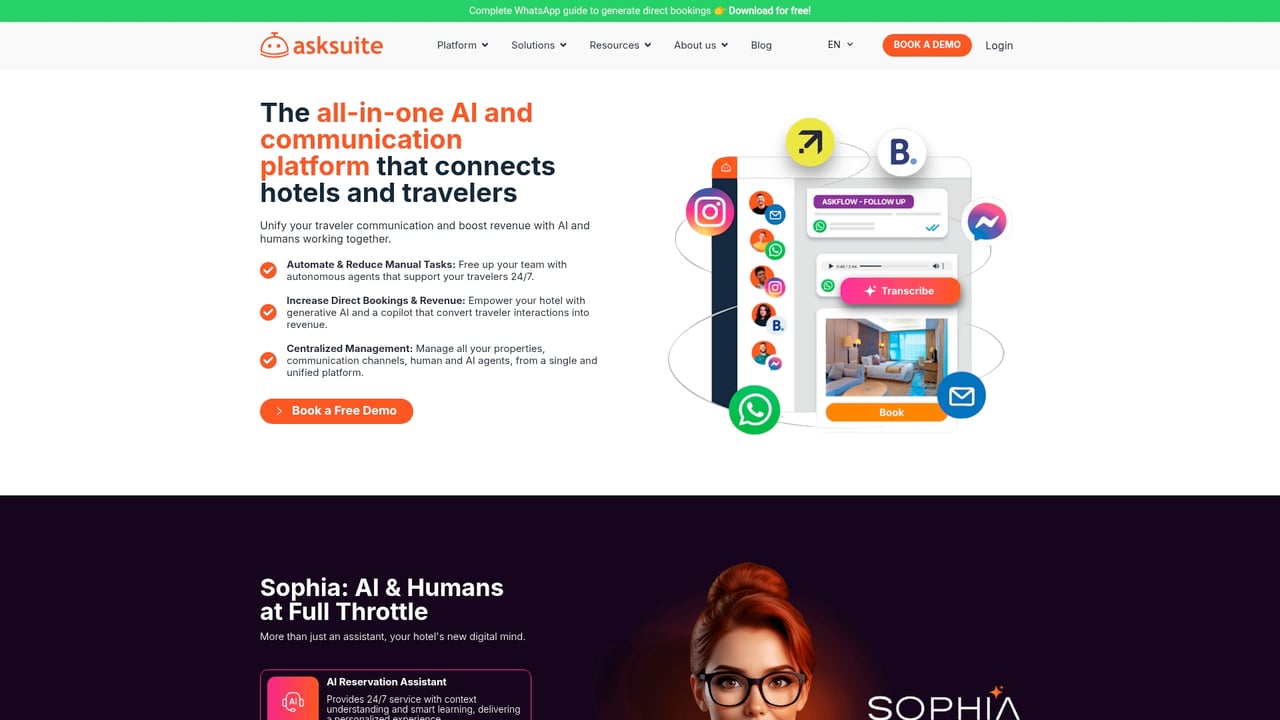 Screenshot of Asksuite website