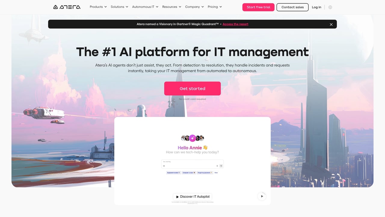 Screenshot of Atera website