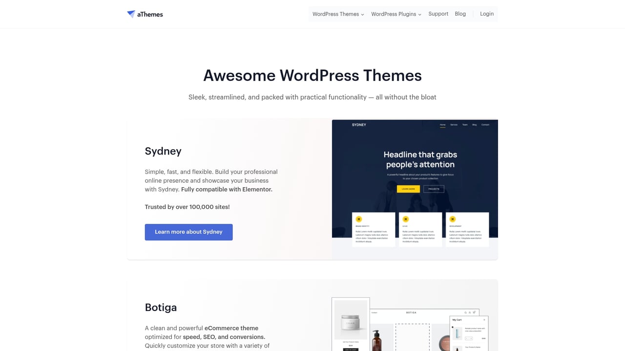 Screenshot of aThemes Hiero website
